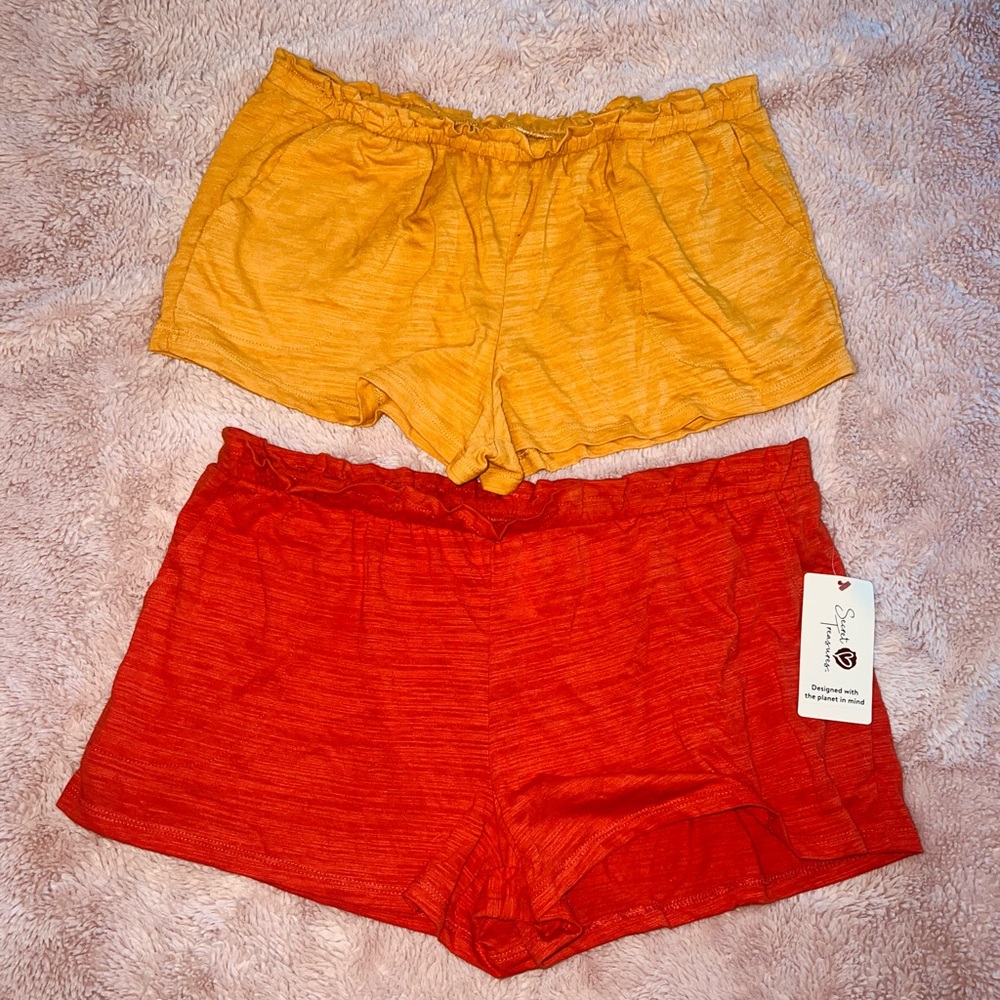 2 pairs of Secret Treasures Red and Yellow Women’s lightweight Shorts